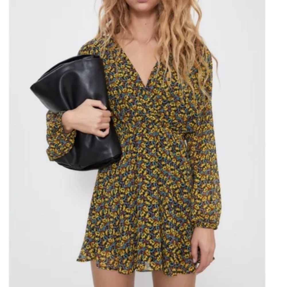 Zara Floral Long Sleeve Mid Dress